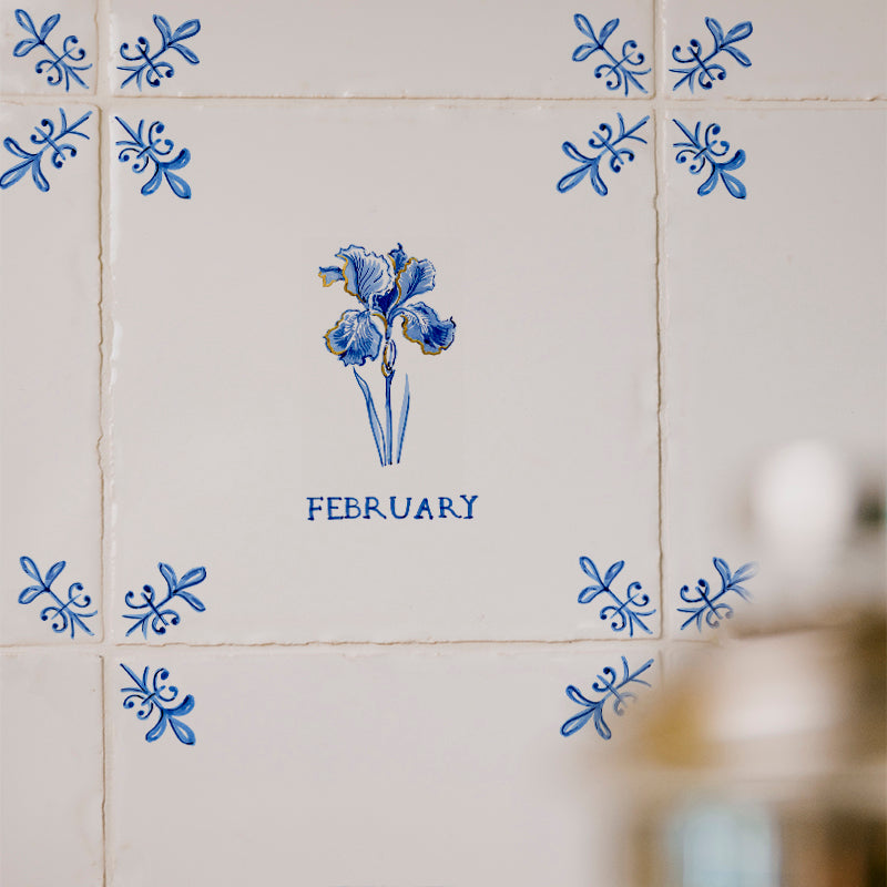 Iris Delft Tile, Gold Lustre