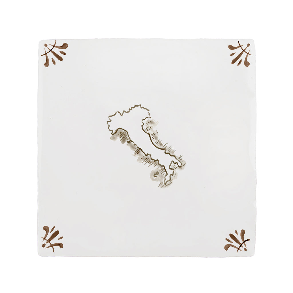 Map of Italy Delft Tile