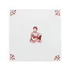 White ceramic tile with crimson decorative patterns and a Jane Austen illustration