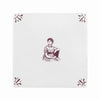 White ceramic tile with manganese decorative patterns and a Jane Austen illustration
