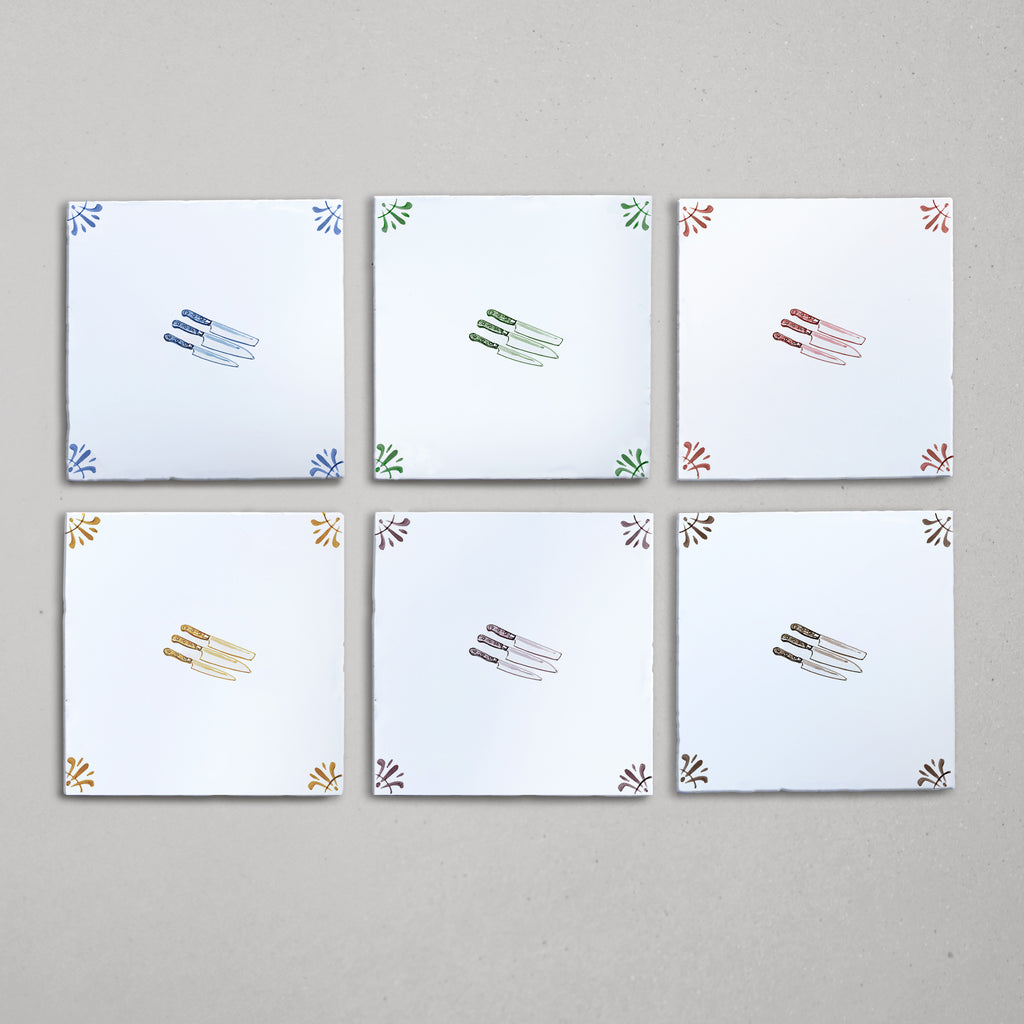 Kitchen Knives Delft Tile