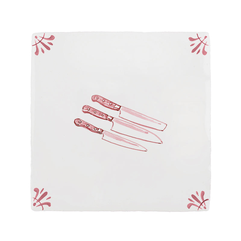 Kitchen Knives Delft Tile