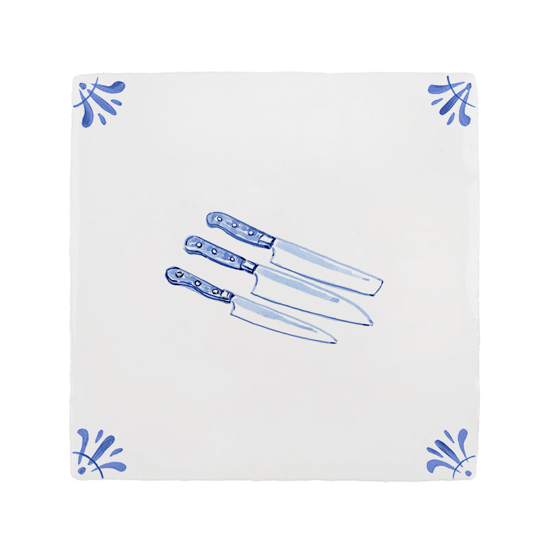 Kitchen Knives Delft Tile