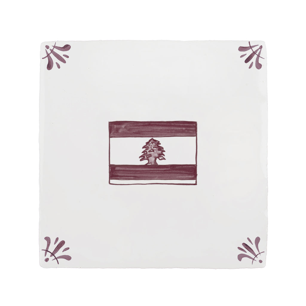 Lebanese Flag Delft Tile