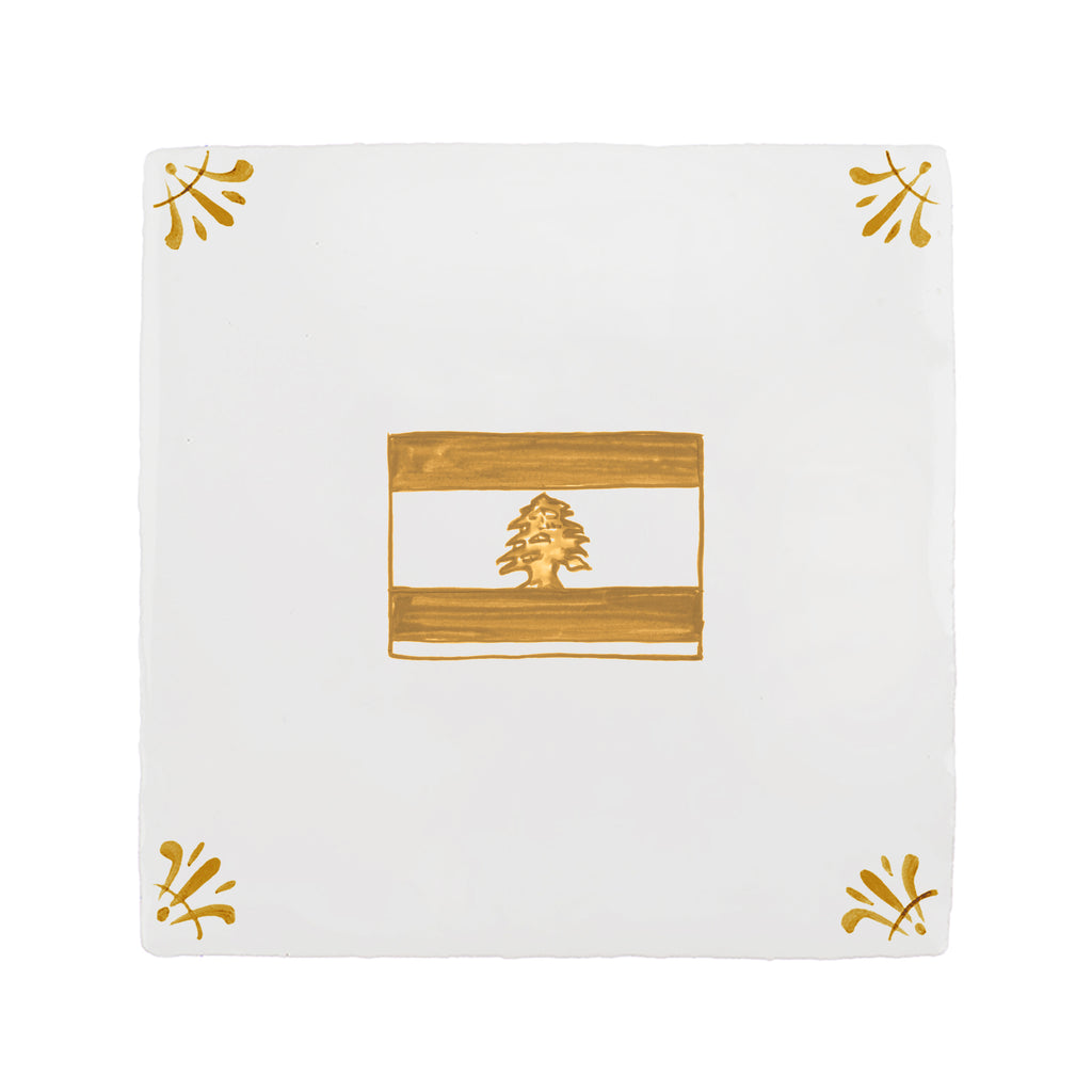 Lebanese Flag Delft Tile