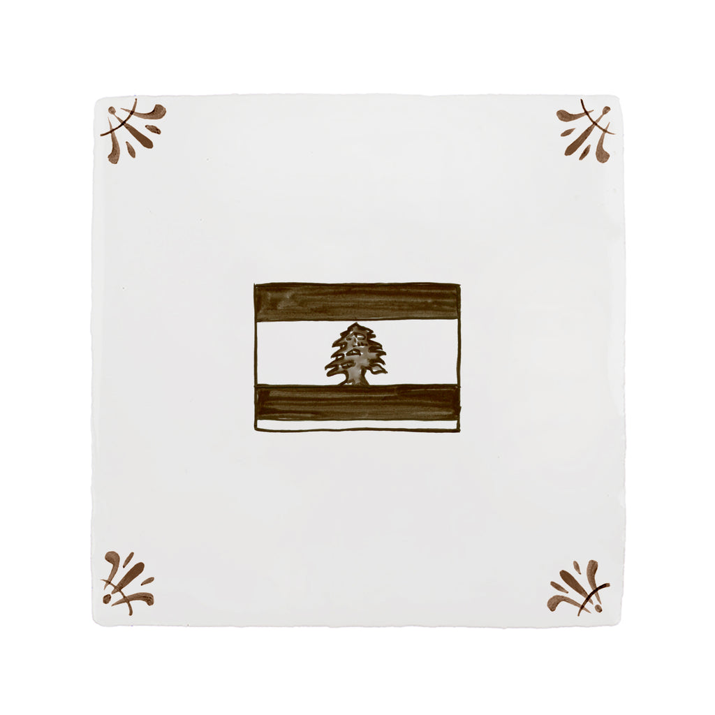 Lebanese Flag Delft Tile