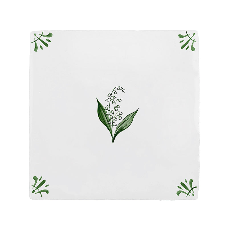 Lily of the Valley Delft Tile