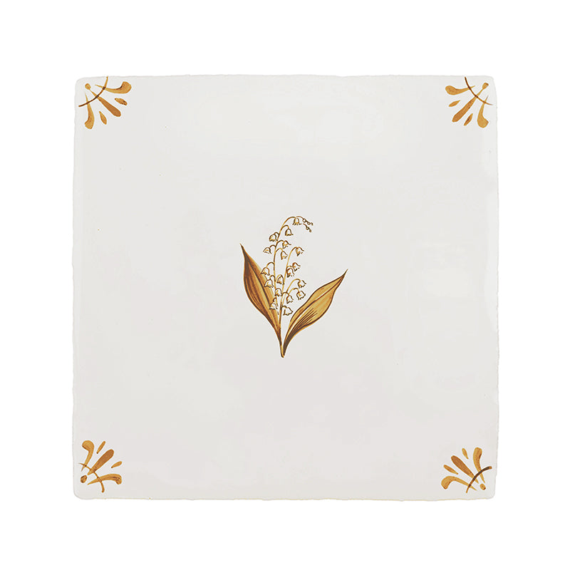 Lily of the Valley Delft Tile