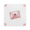 Tile with a red envelope featuring a heart motif on a white background