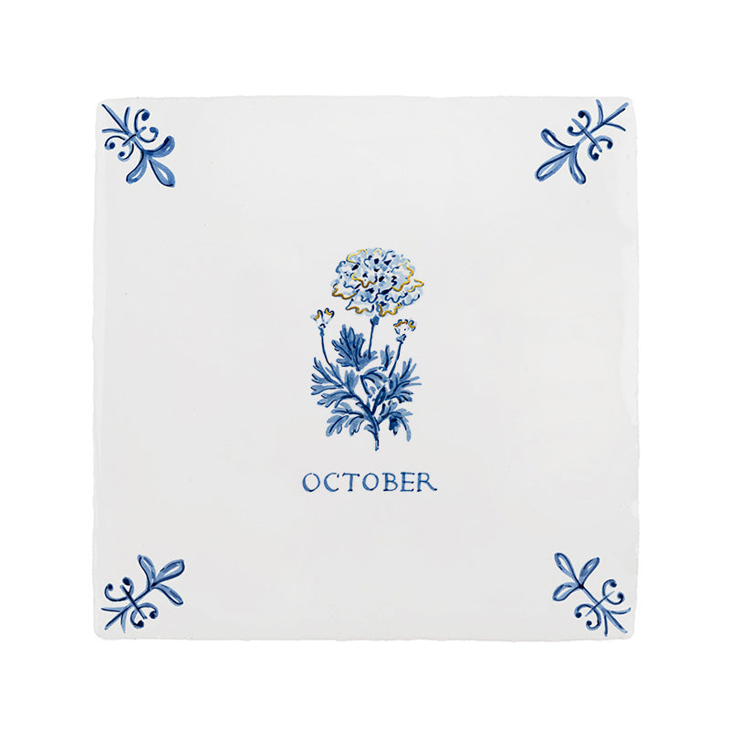 Marigold Delft Tile, Gold Lustre