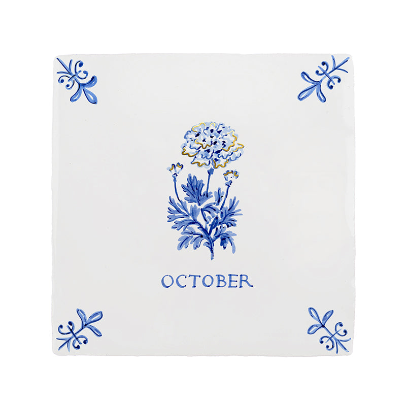 Marigold Delft Tile, Gold Lustre