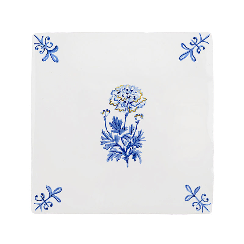 Marigold Delft Tile, Gold Lustre