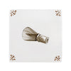 Matcha whisk illustration on a white tile with decorative patterns