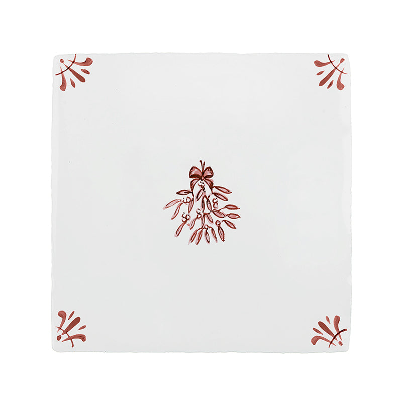Mistletoe Delft Tile