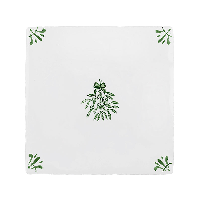 Mistletoe Delft Tile