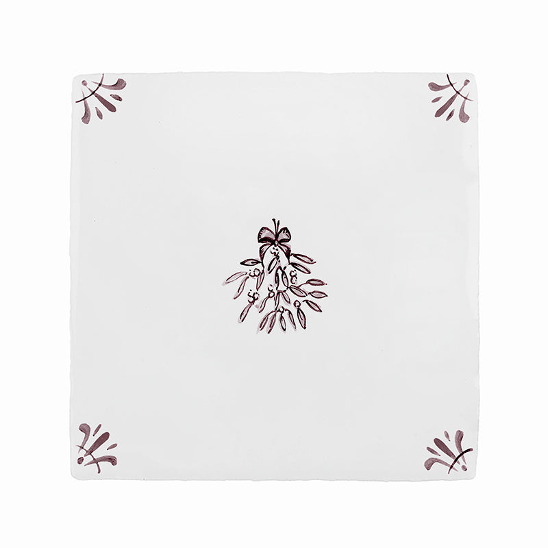 Mistletoe Delft Tile