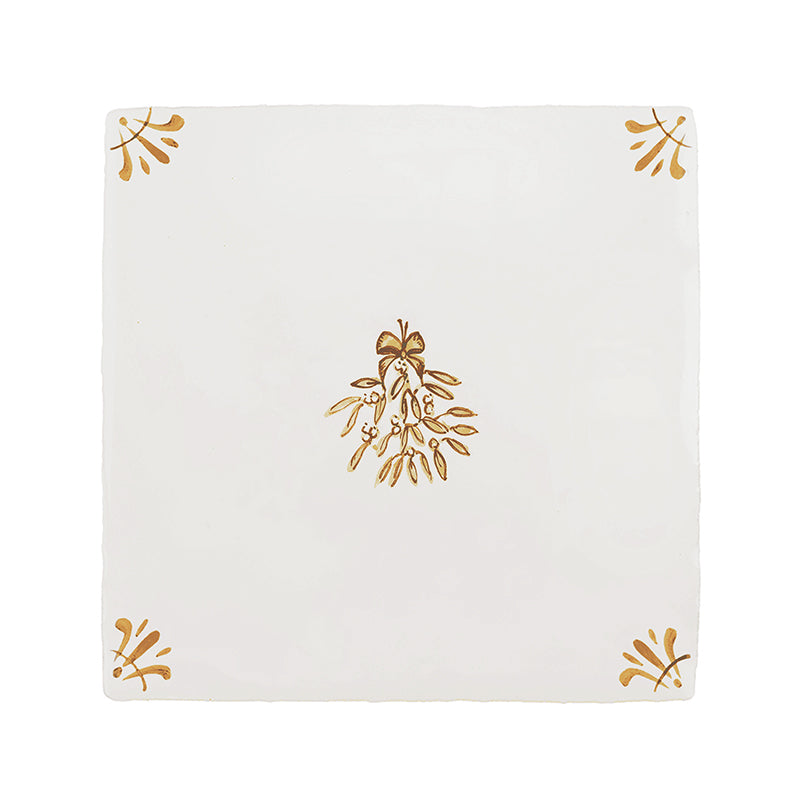 Mistletoe Delft Tile