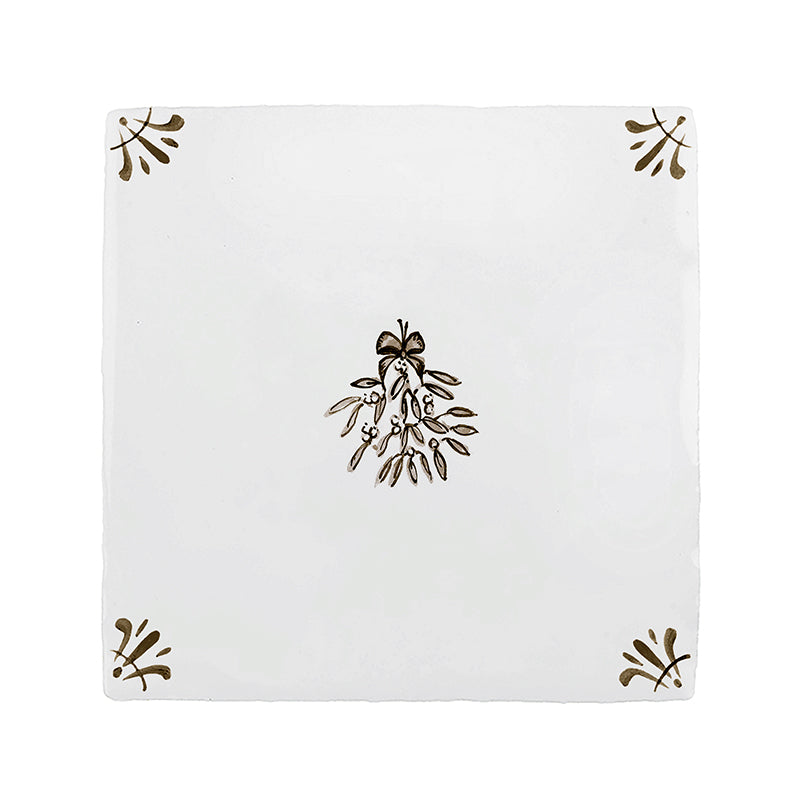 Mistletoe Delft Tile