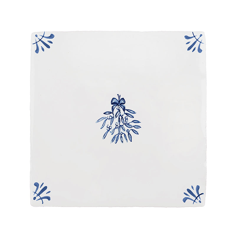 Mistletoe Delft Tile