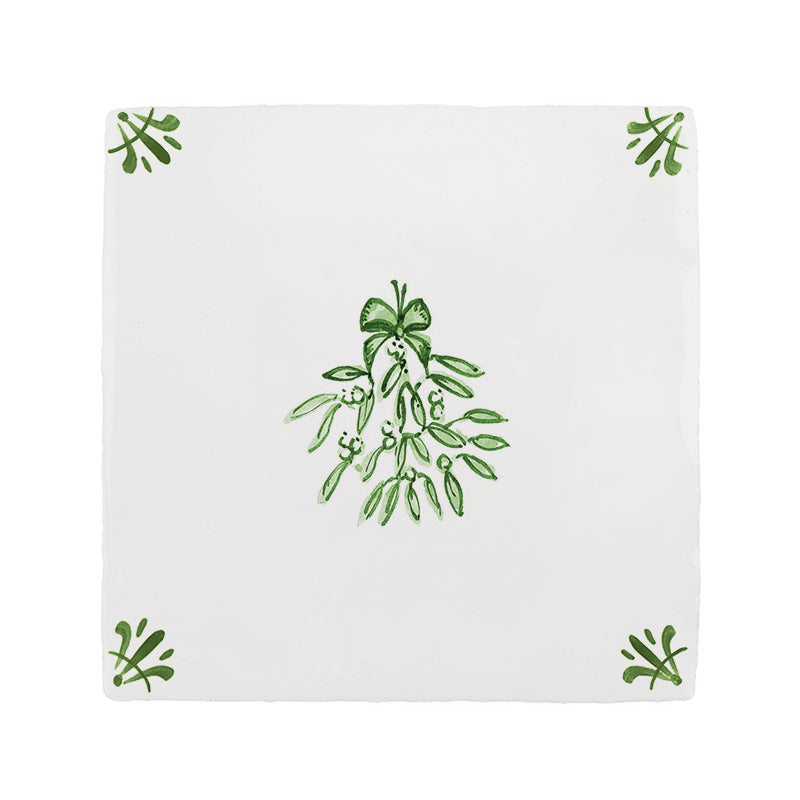 Mistletoe Delft Tile
