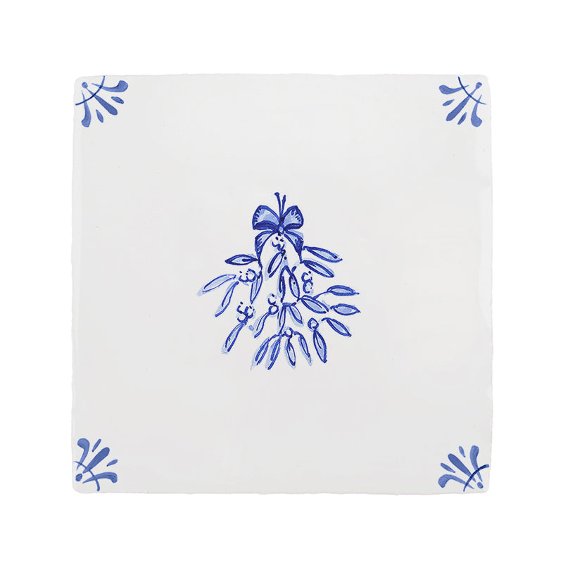 Mistletoe Delft Tile