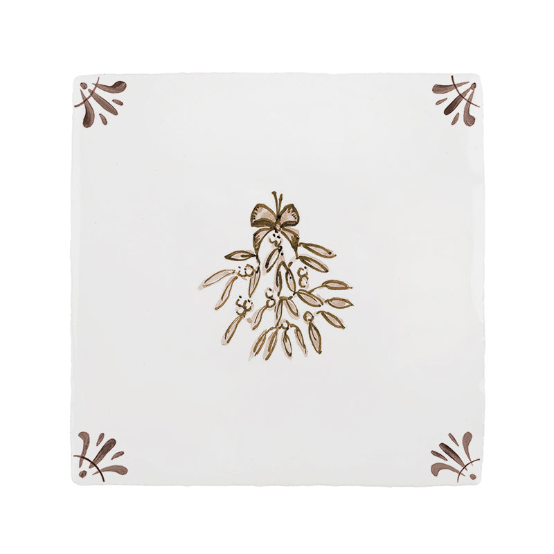 Mistletoe Delft Tile