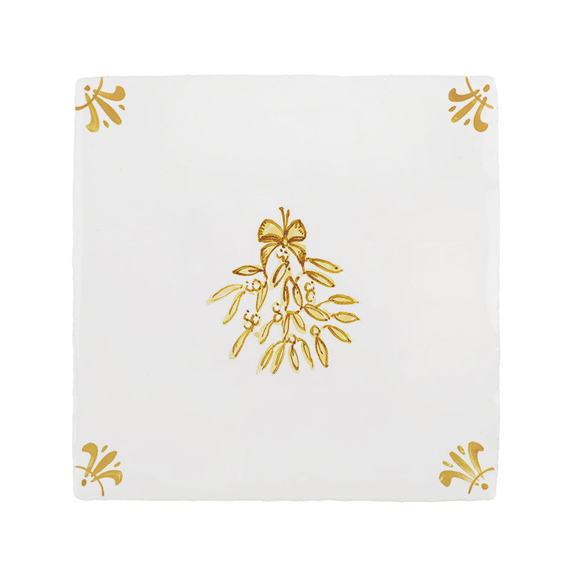 Mistletoe Delft Tile