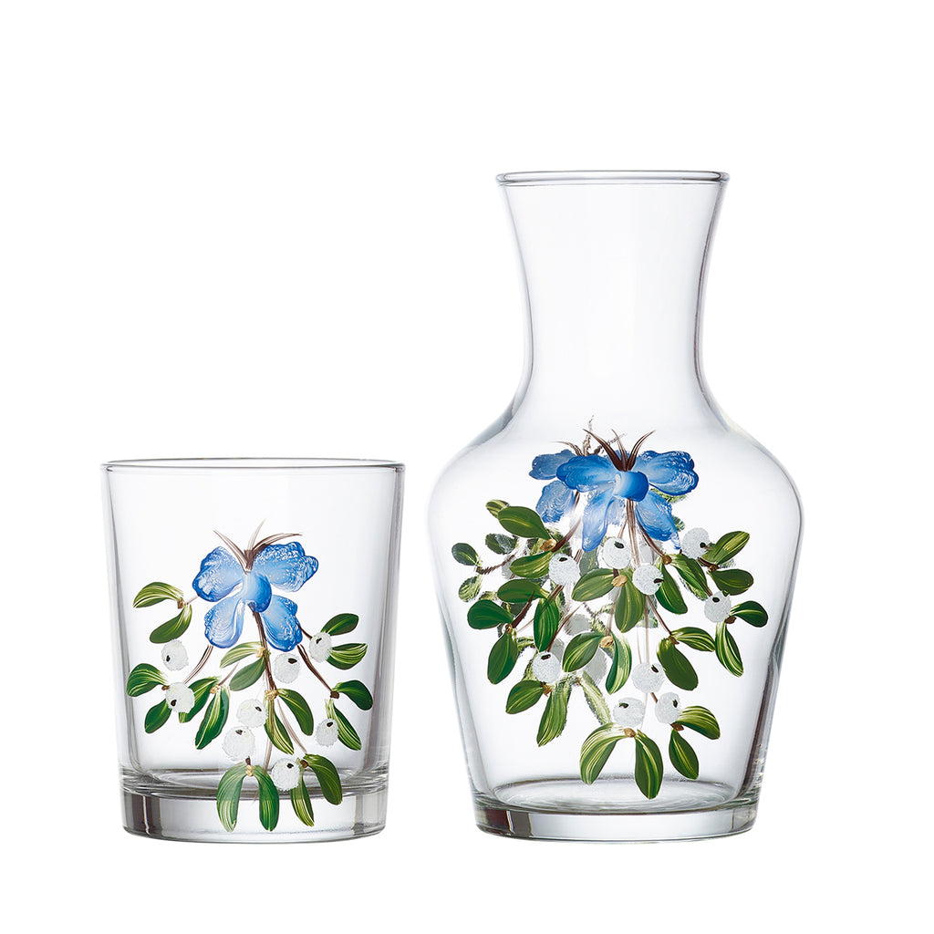 Mistletoe Bow Carafe And Tumbler