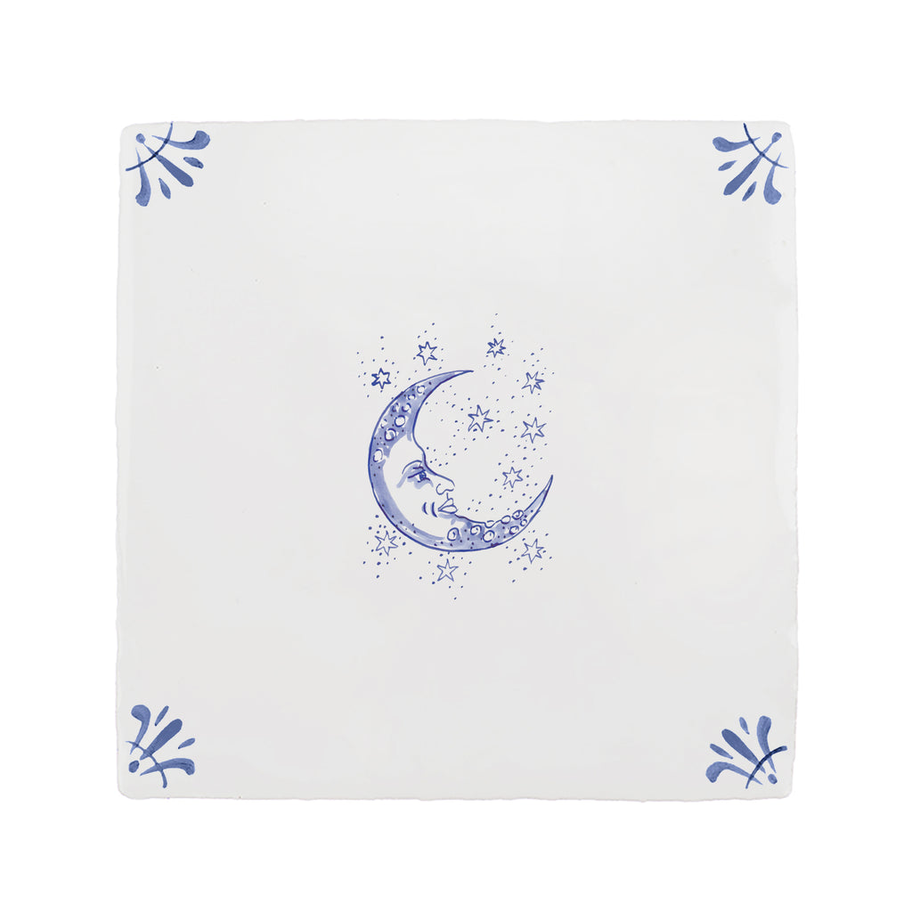 Moon and Stars Delft Floor Tile