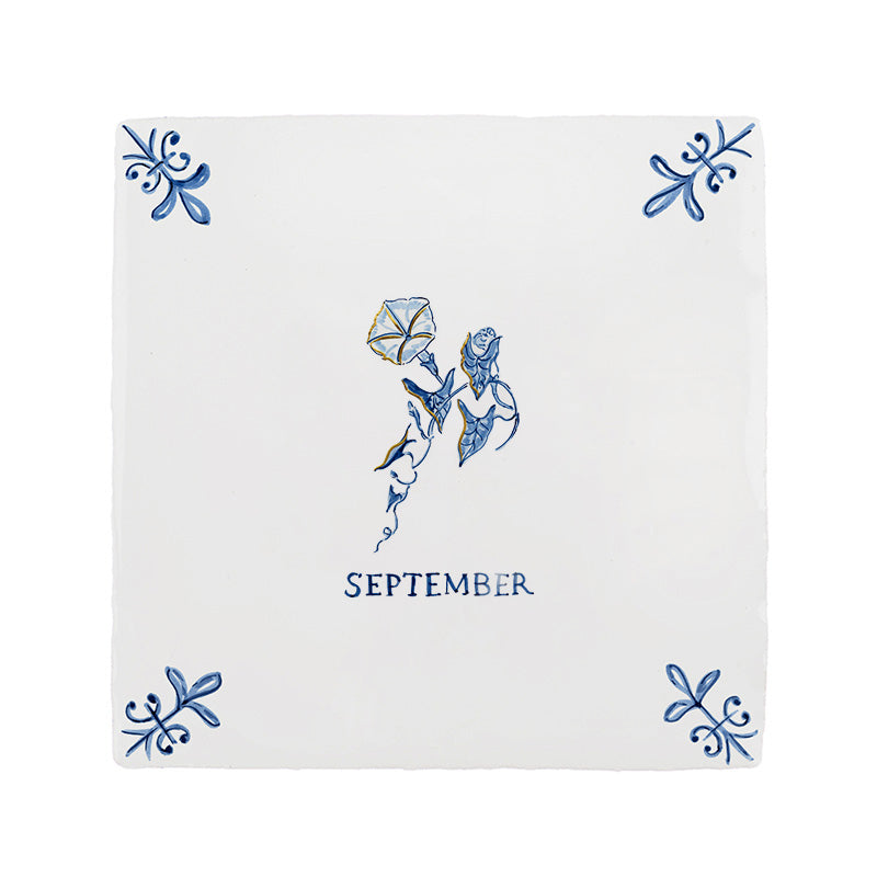 Morning Glory Delft Tile, Gold Lustre