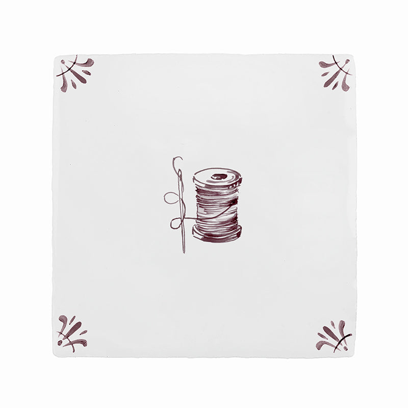 Needle and Thread Spool Delft Tile