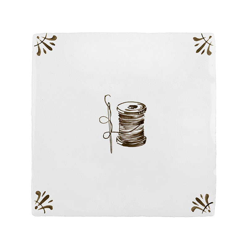 Needle and Thread Spool Delft Tile