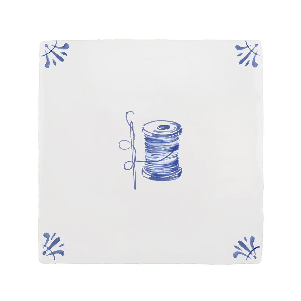 Needle and Thread Spool Delft Tile
