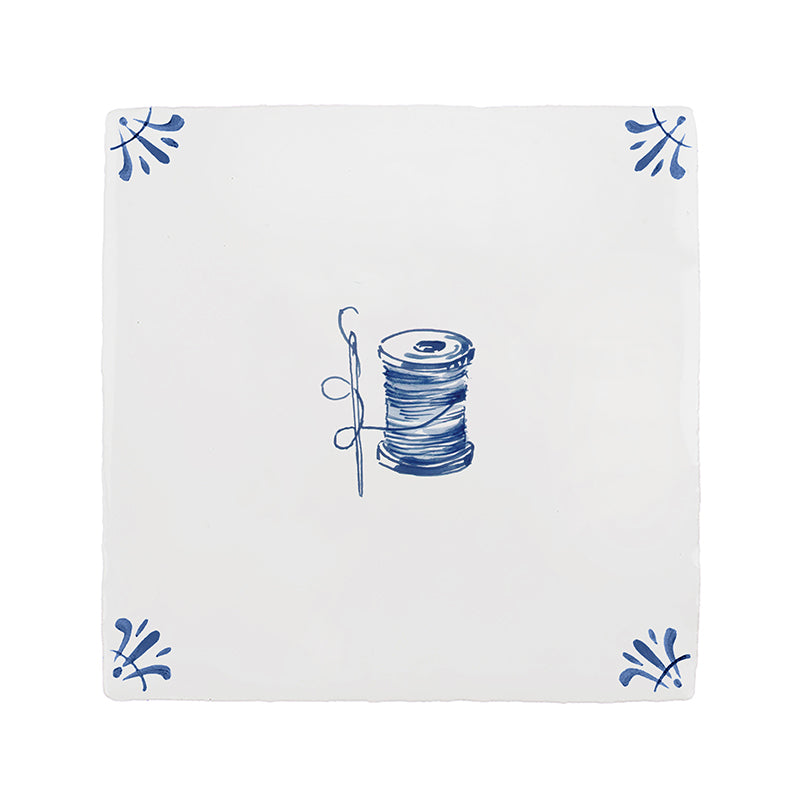 Needle and Thread Spool Delft Tile