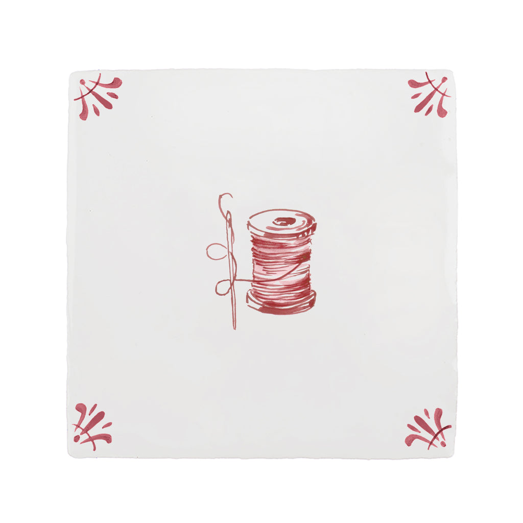 Needle and Thread Spool Delft Tile
