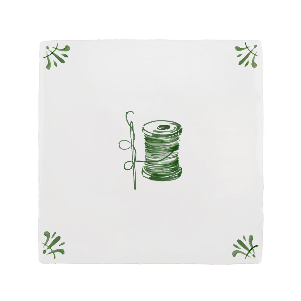 Needle and Thread Spool Delft Tile
