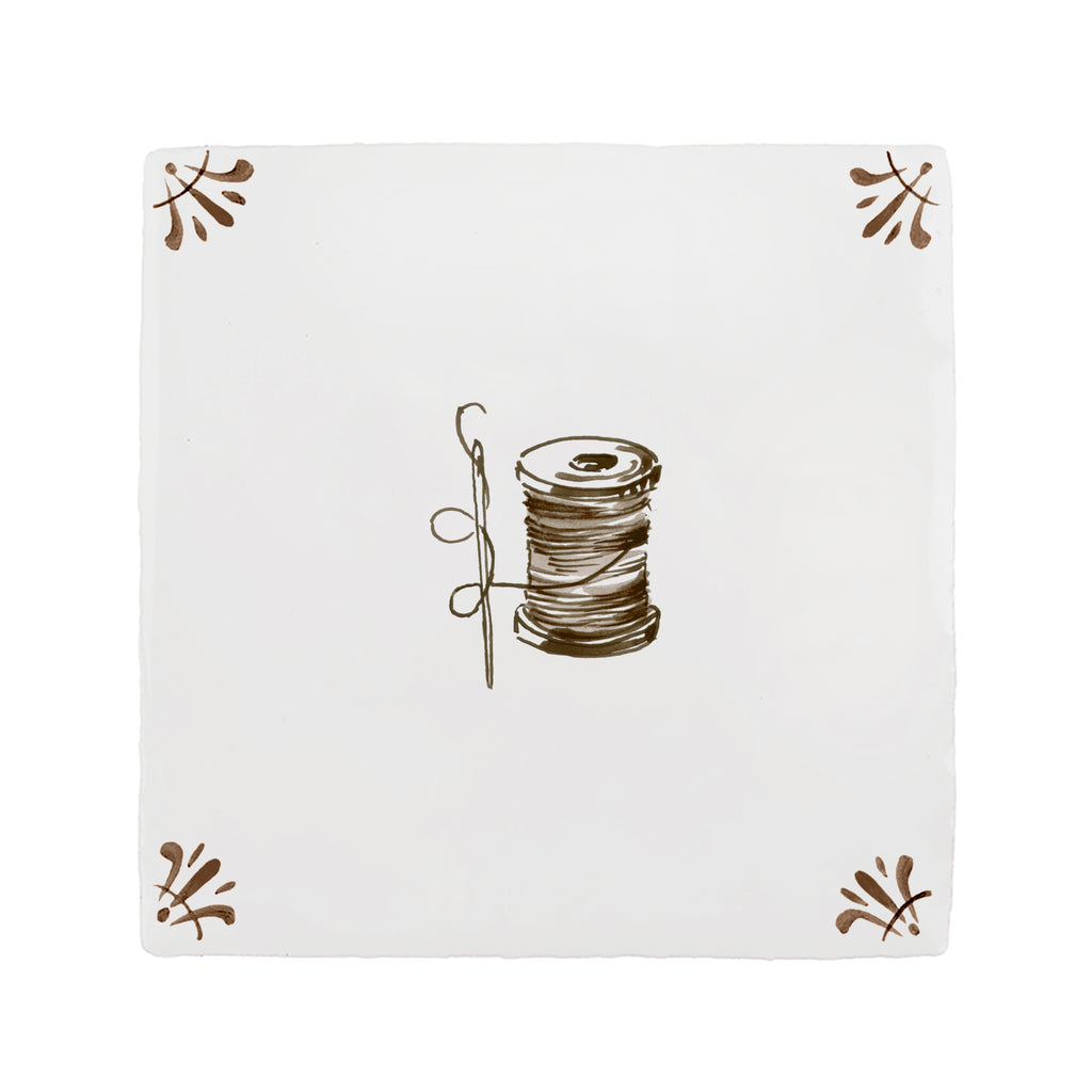 Needle and Thread Spool Delft Tile