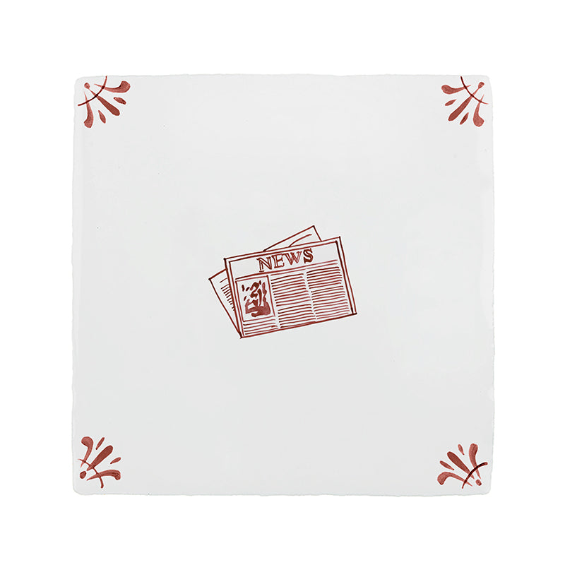 Newspaper Delft Tile