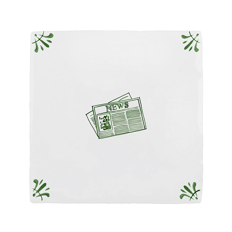 Newspaper Delft Tile