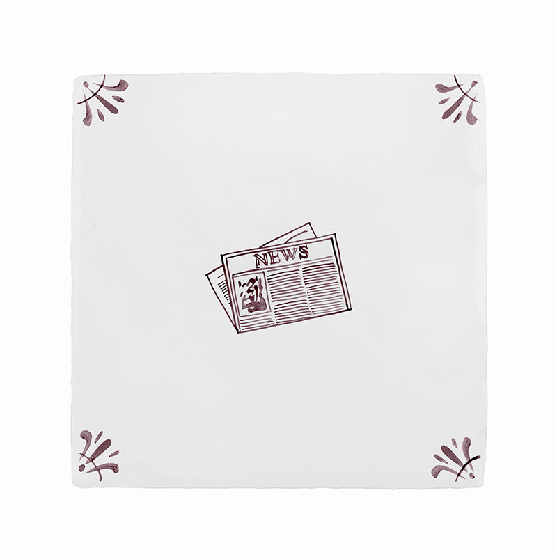 Newspaper Delft Tile