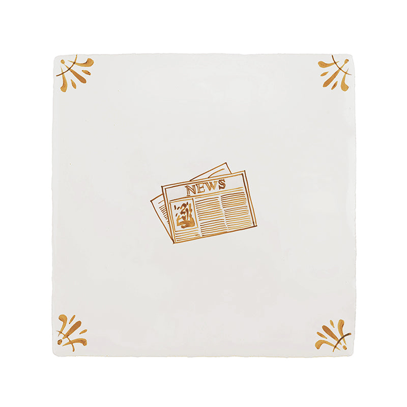 Newspaper Delft Tile