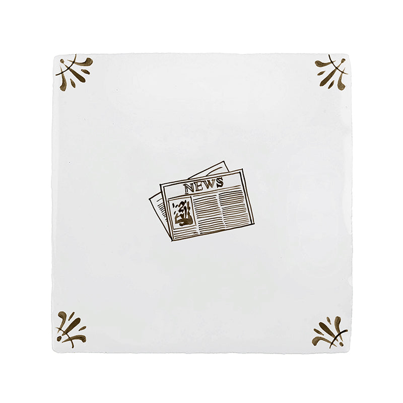 Newspaper Delft Tile
