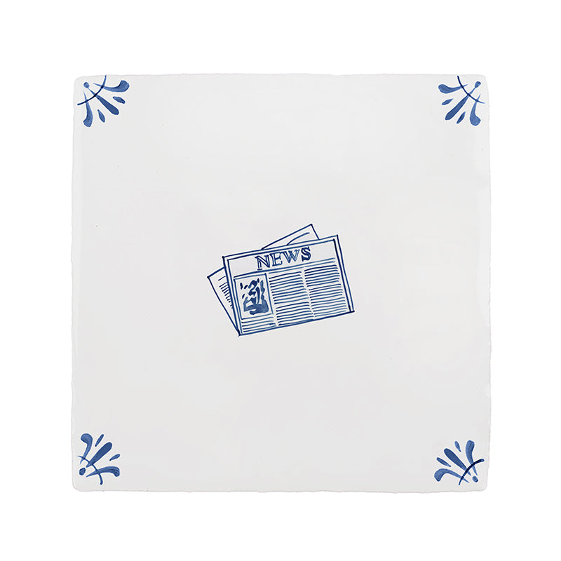 Newspaper Delft Tile