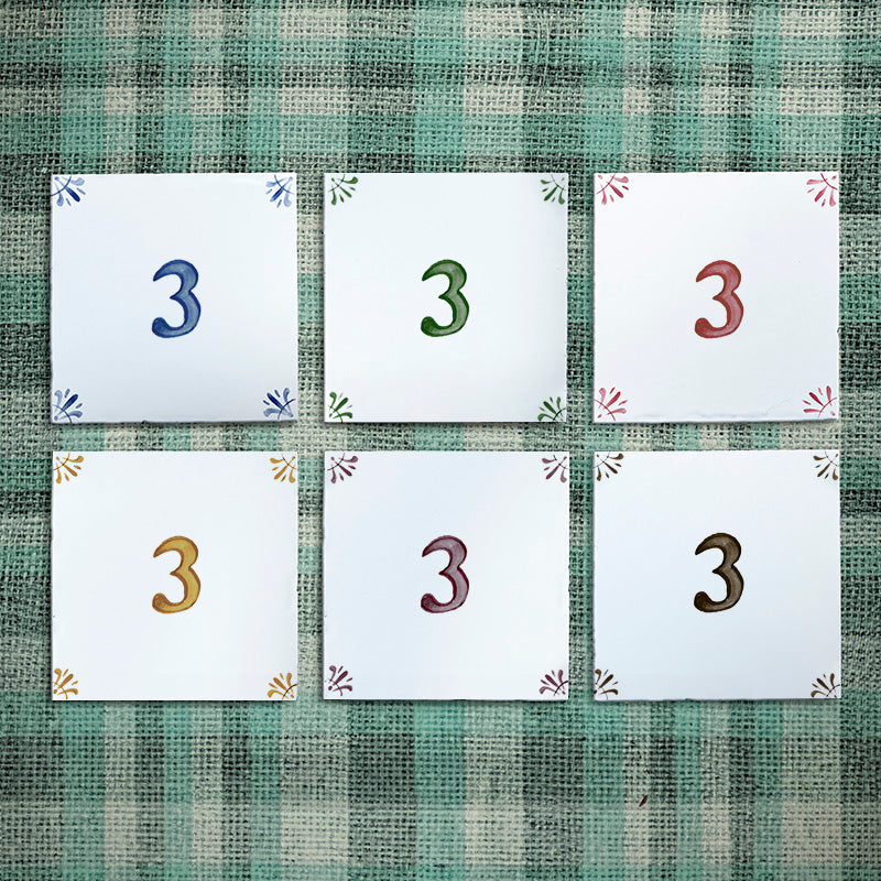 Number 3 Delft Tile