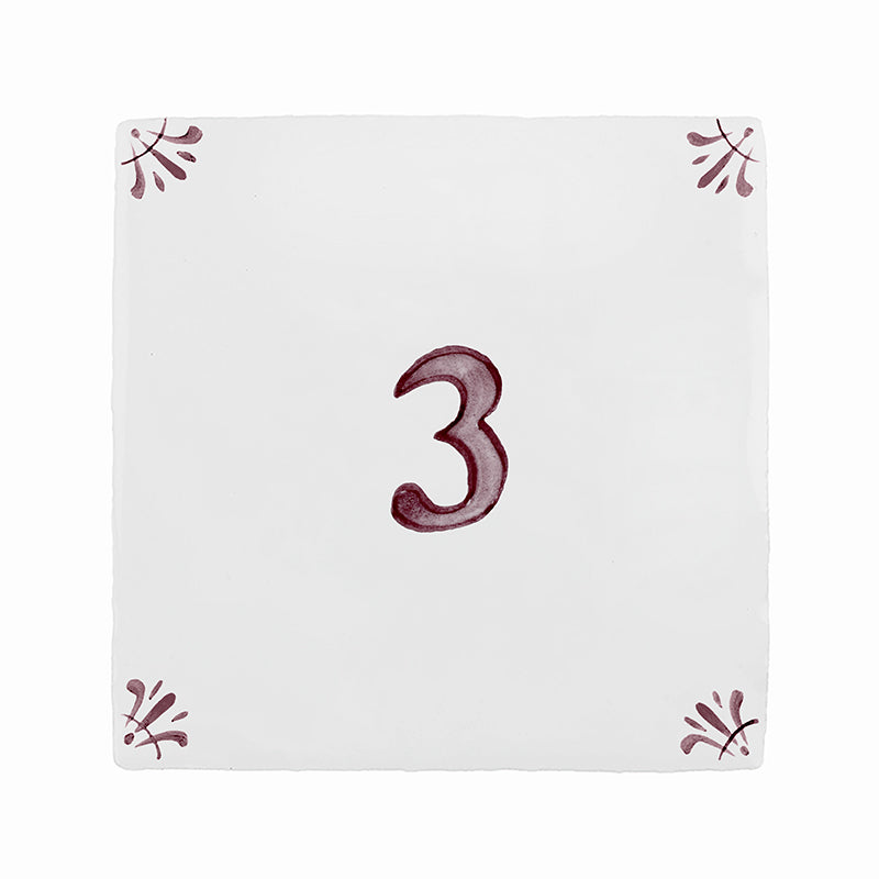 Number 3 Delft Tile