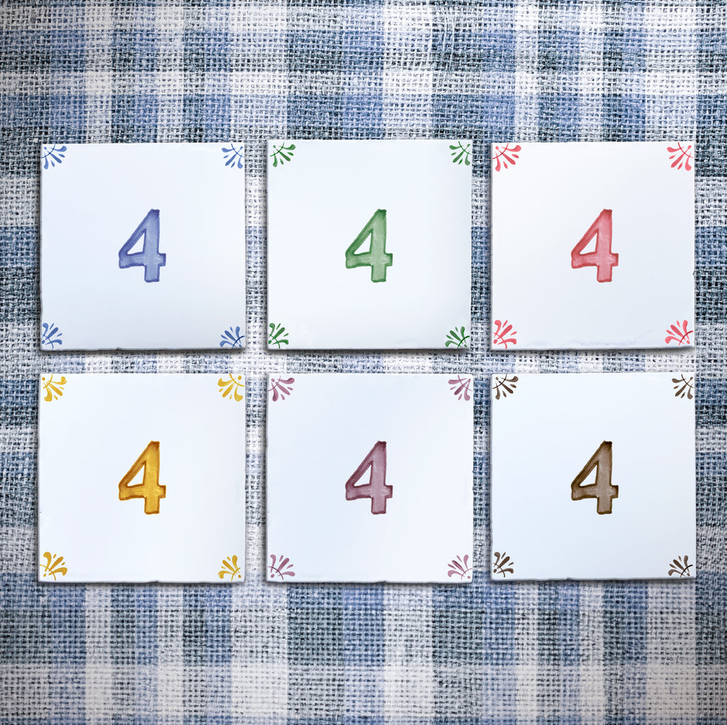 Number 4 Delft Tile