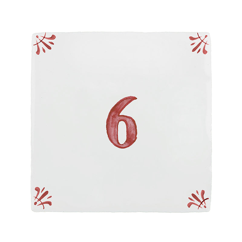 Number 6 Delft Tile