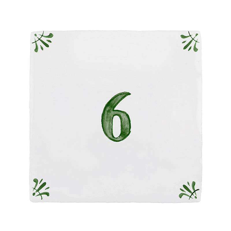 Number 6 Delft Tile