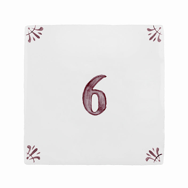 Number 6 Delft Tile