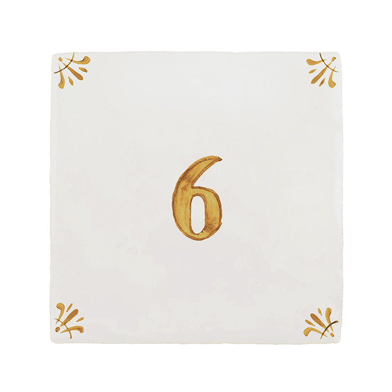 Number 6 Delft Tile
